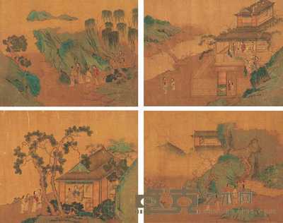 钱选 山水人物 册页 28x35x8cm